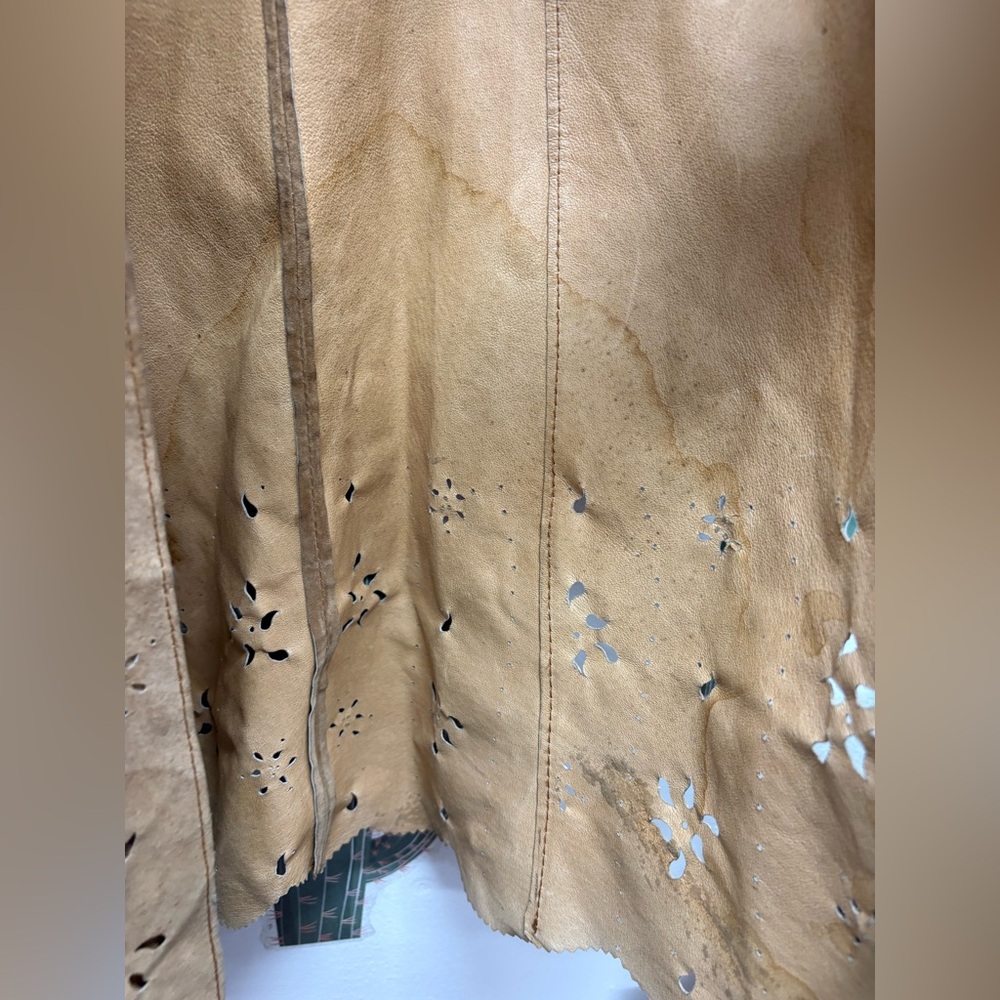Tan Leather Women's Coat - Picture 10 of 16